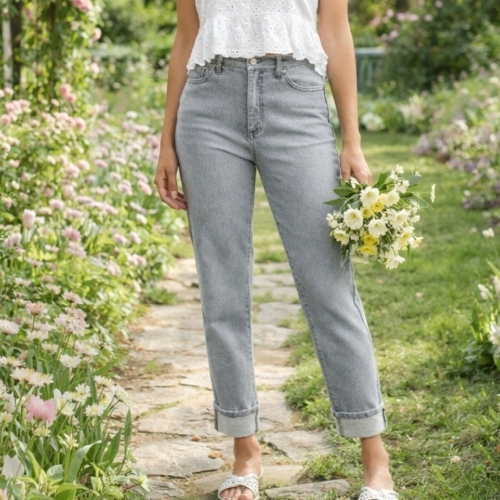 Cropped Jeans Gray Ankle Beatrix Boyfriend By Sofia Vergara 20 1x 2x π€ NWT - Picture 9 of 11
